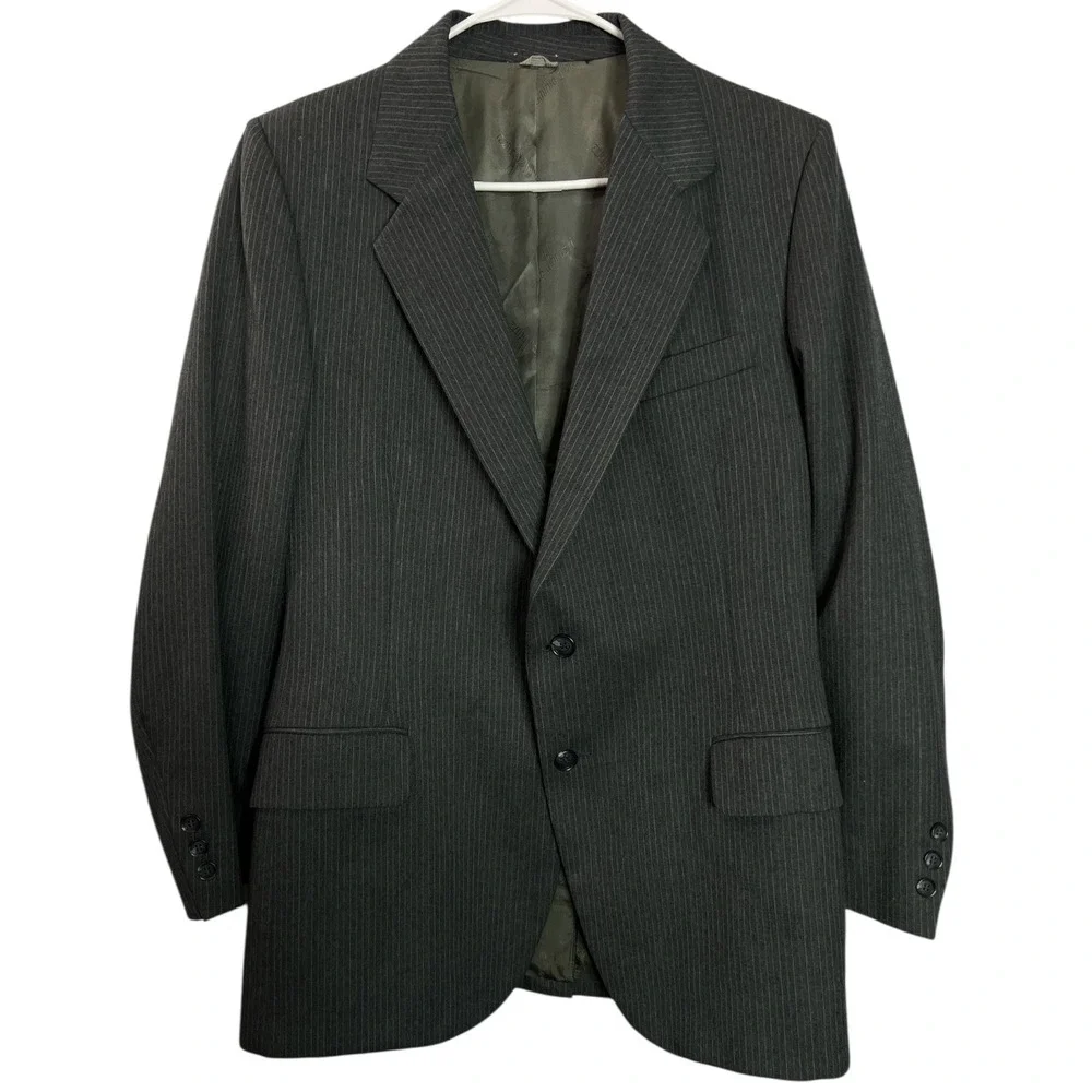 Dominic D'Bruzzi Grodins Mens Dark Gray Pinstripe Blazer‎ Sport Coat Jacket 40R